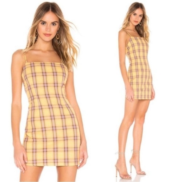 BB Dakota x Steve Madden Yellow Plaid 90s Inspired Cotton Dress - Picture 1 of 11